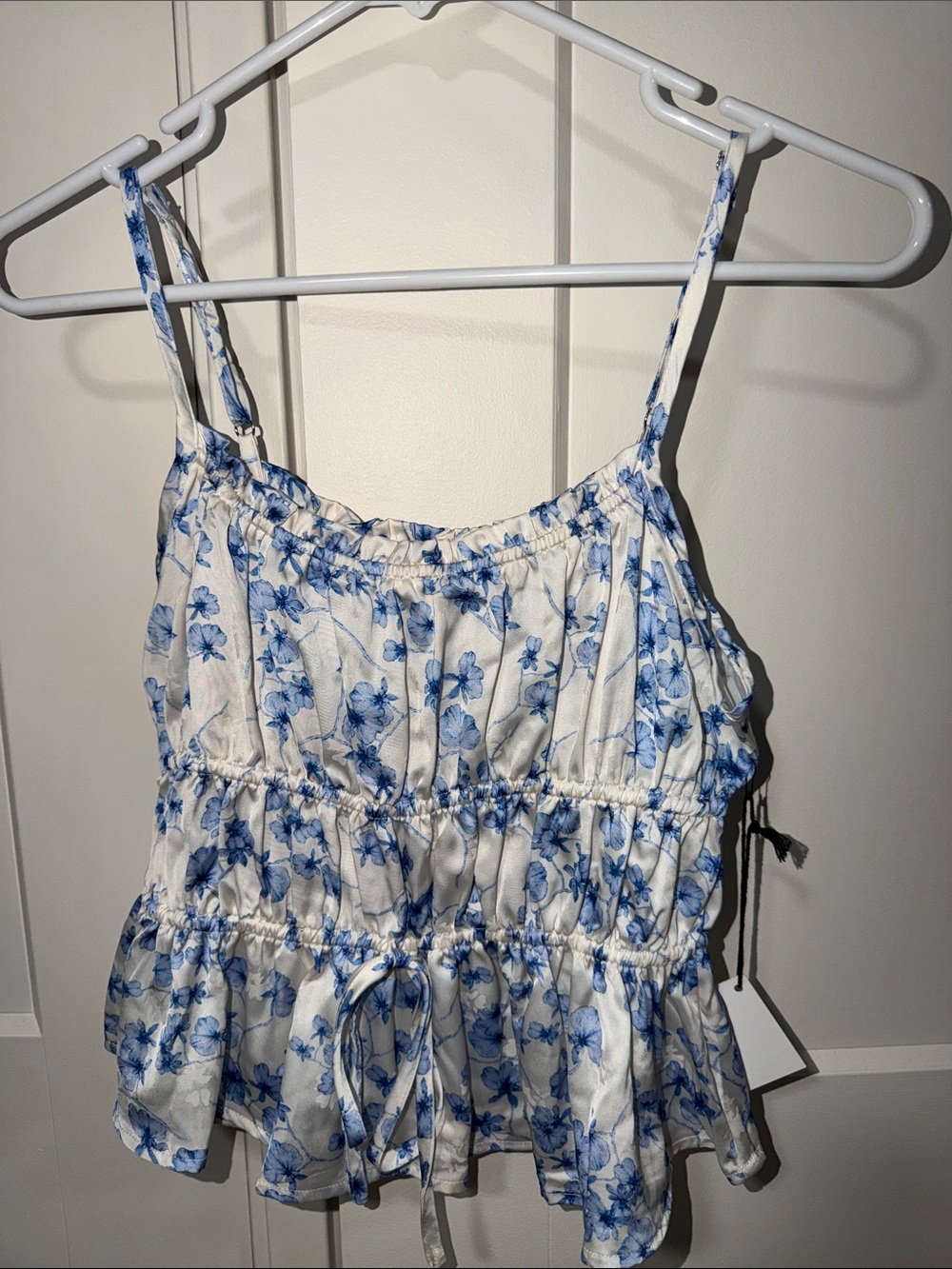 Women’s Cami Tank top silk blue floral Small
